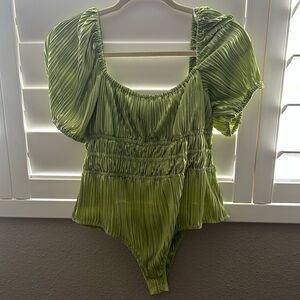 Lulu's Olive Green Ruched Bodysuit